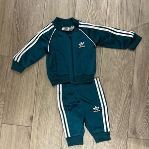 adidas Teal Baby Track Jacket with White Stripes